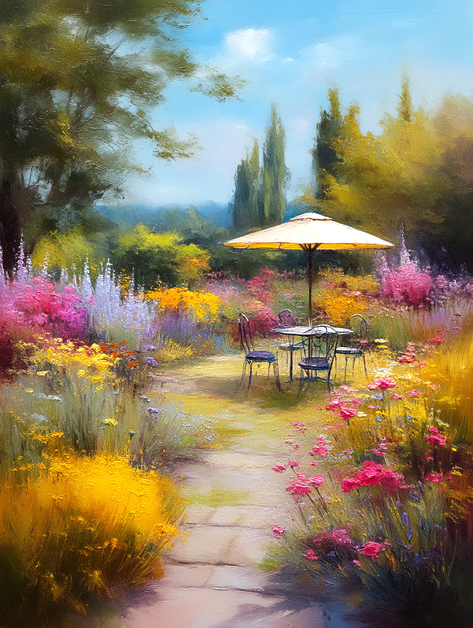 gartenidylle - oil painting - landschaft- Originalwerk peggy liebenow